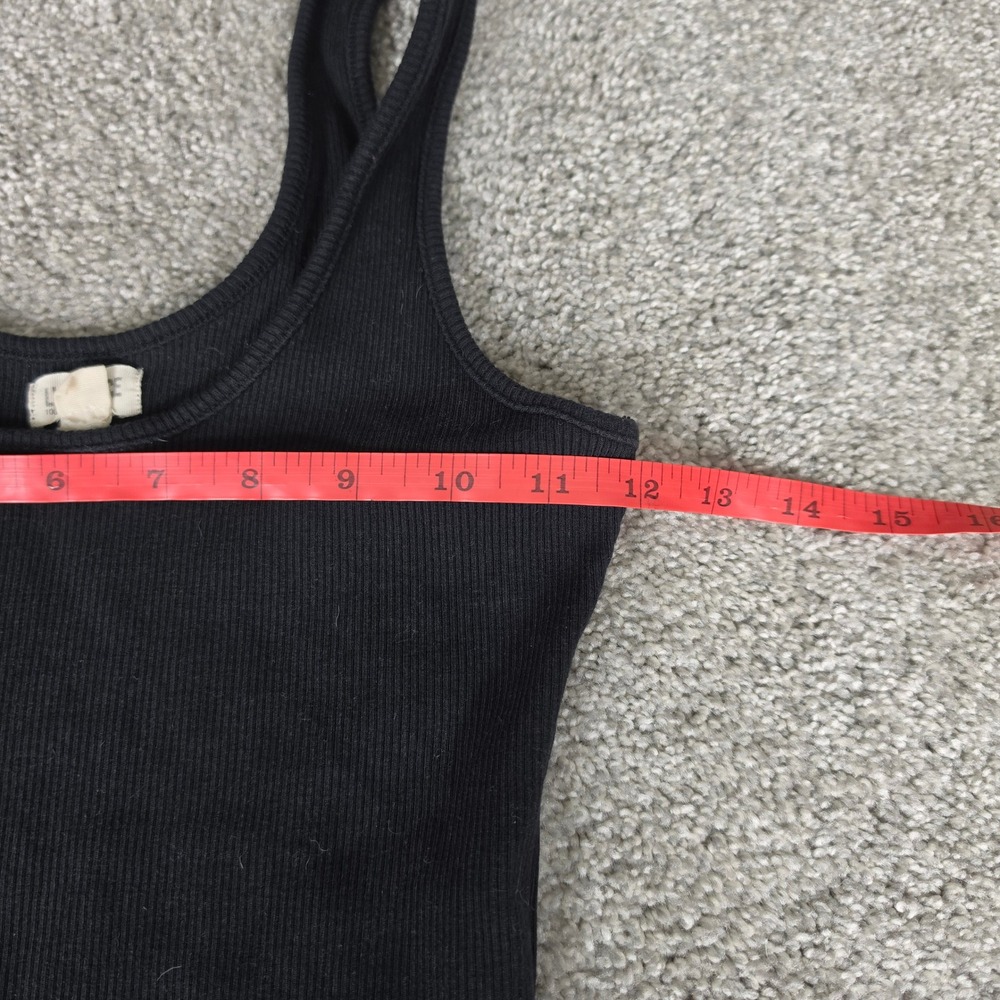 L'AGENCE Womens Black Ribbed Knit Scoop Neck Sleeveless Bodysuit Size M - Picture 2 of 6